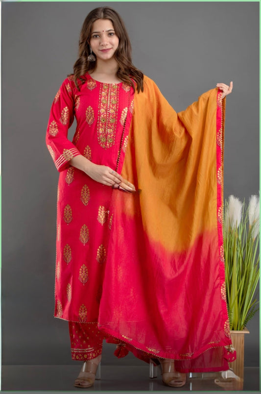 Red Print Kurta Pant set