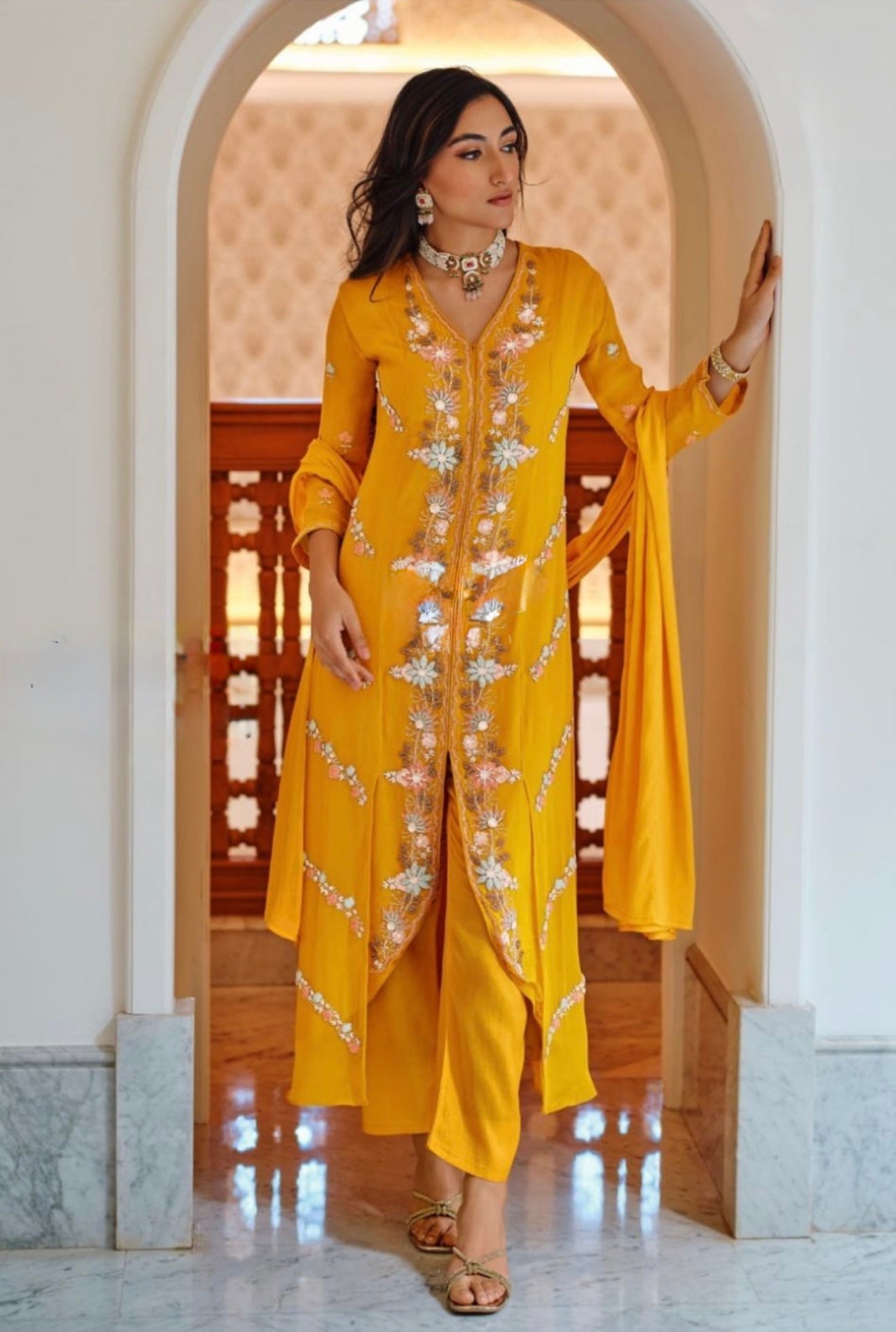 Beautiful Georgette intricately designed indo-western suit