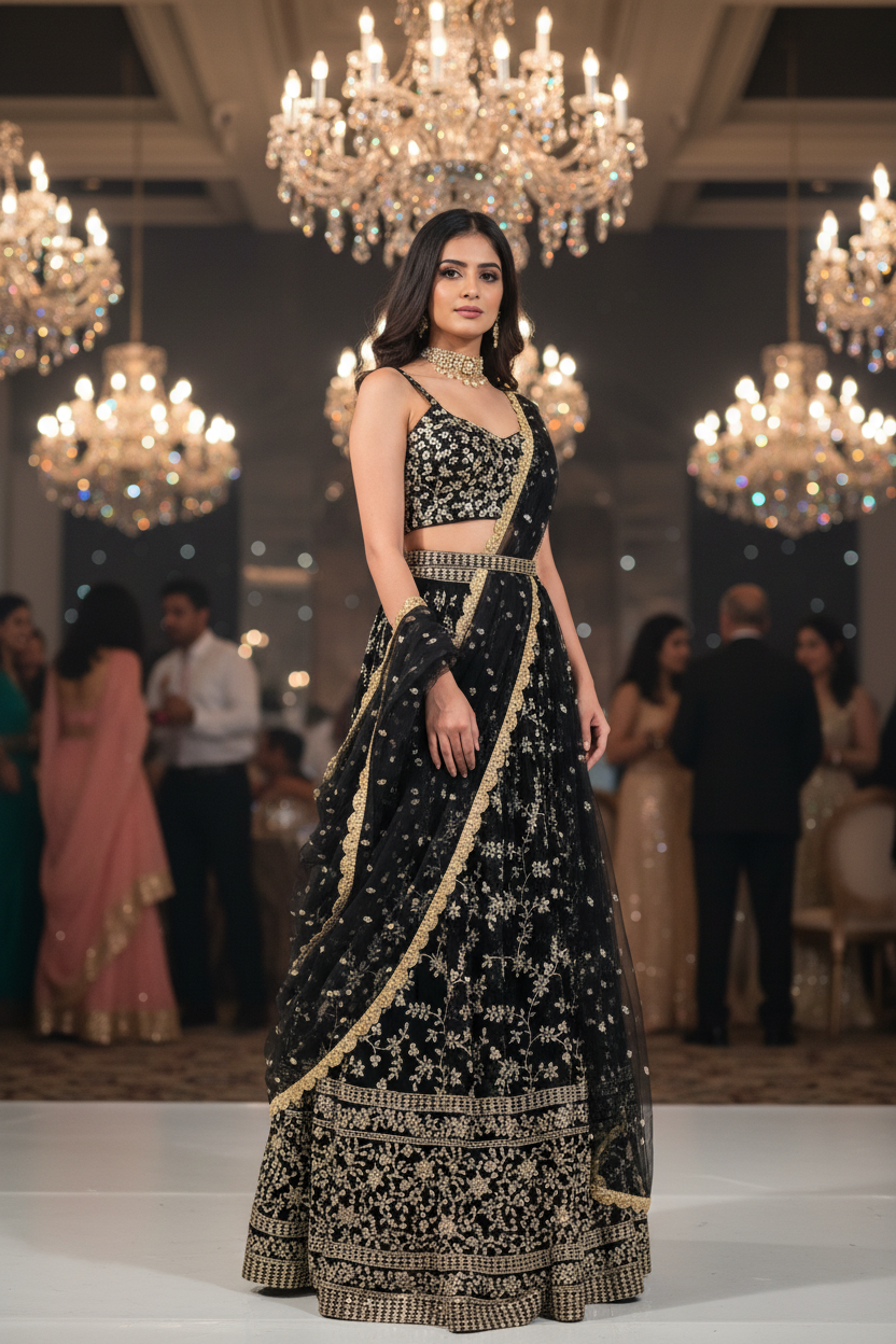 Glam Diva Black Lehenga set