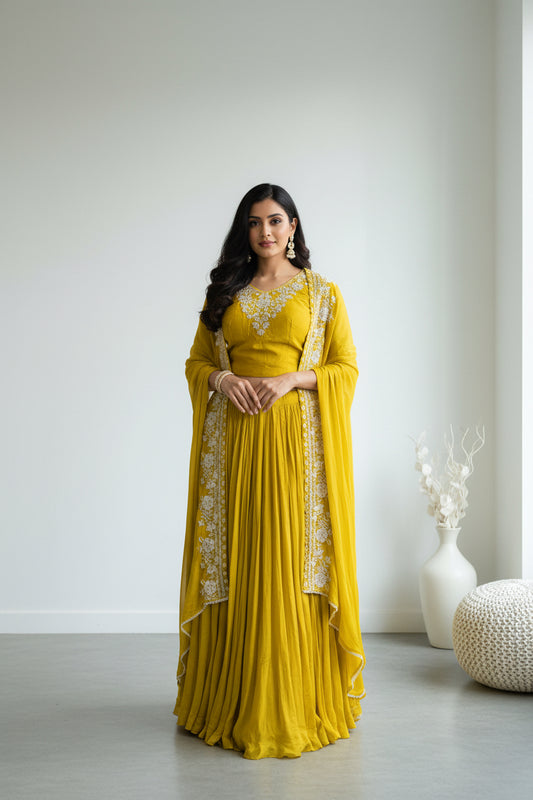 Mustard Yellow charm Jacket skirt set