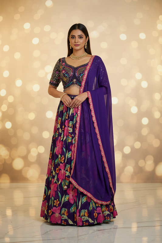Fabulous Printed Lehenga set with cape and dupatta