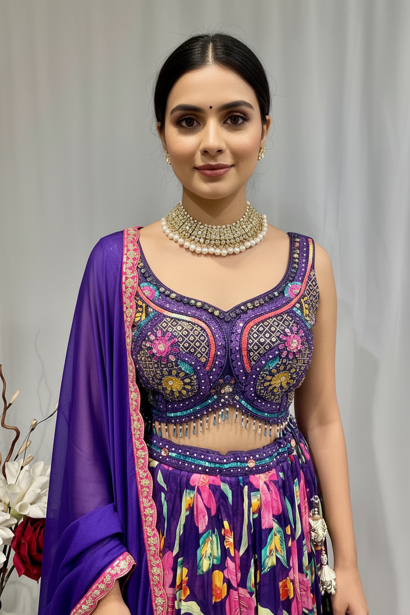 Fabulous Printed Lehenga set with cape and dupatta