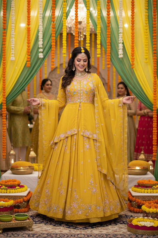 Asymmetrical indo-western lehenga set