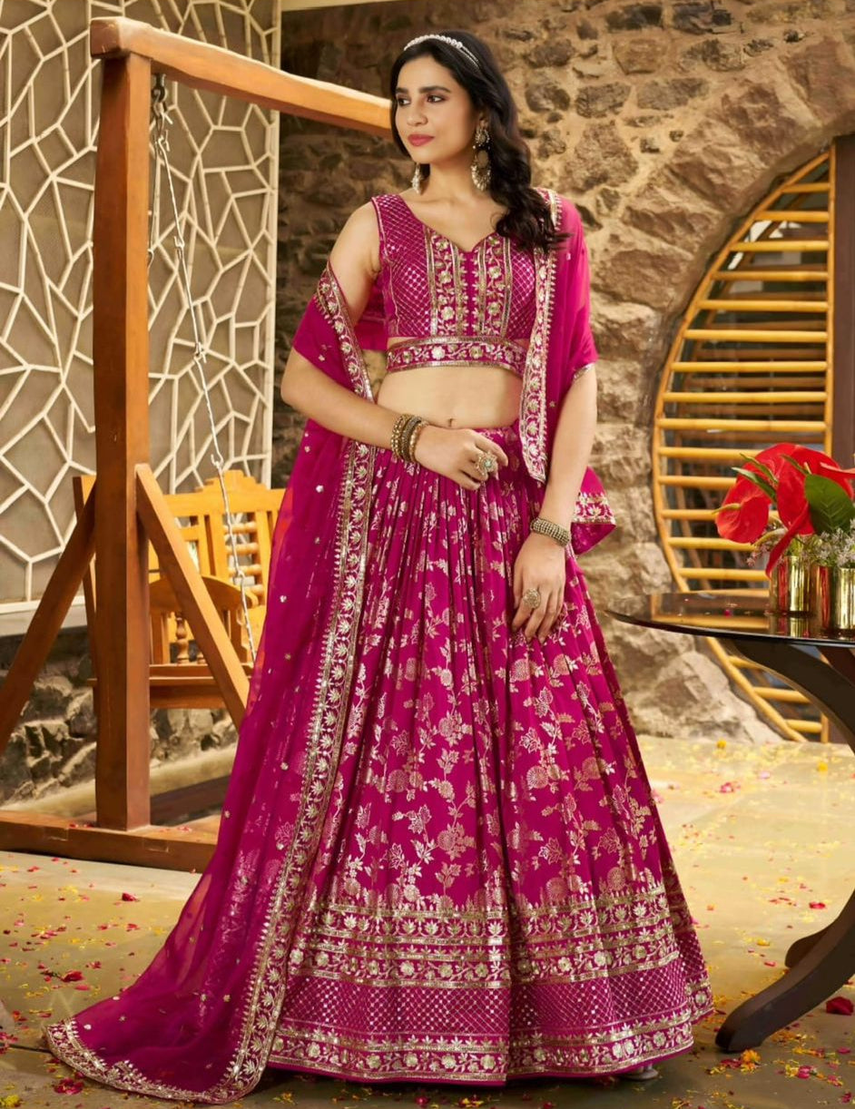 Elegant Golden Zari Lehenga set