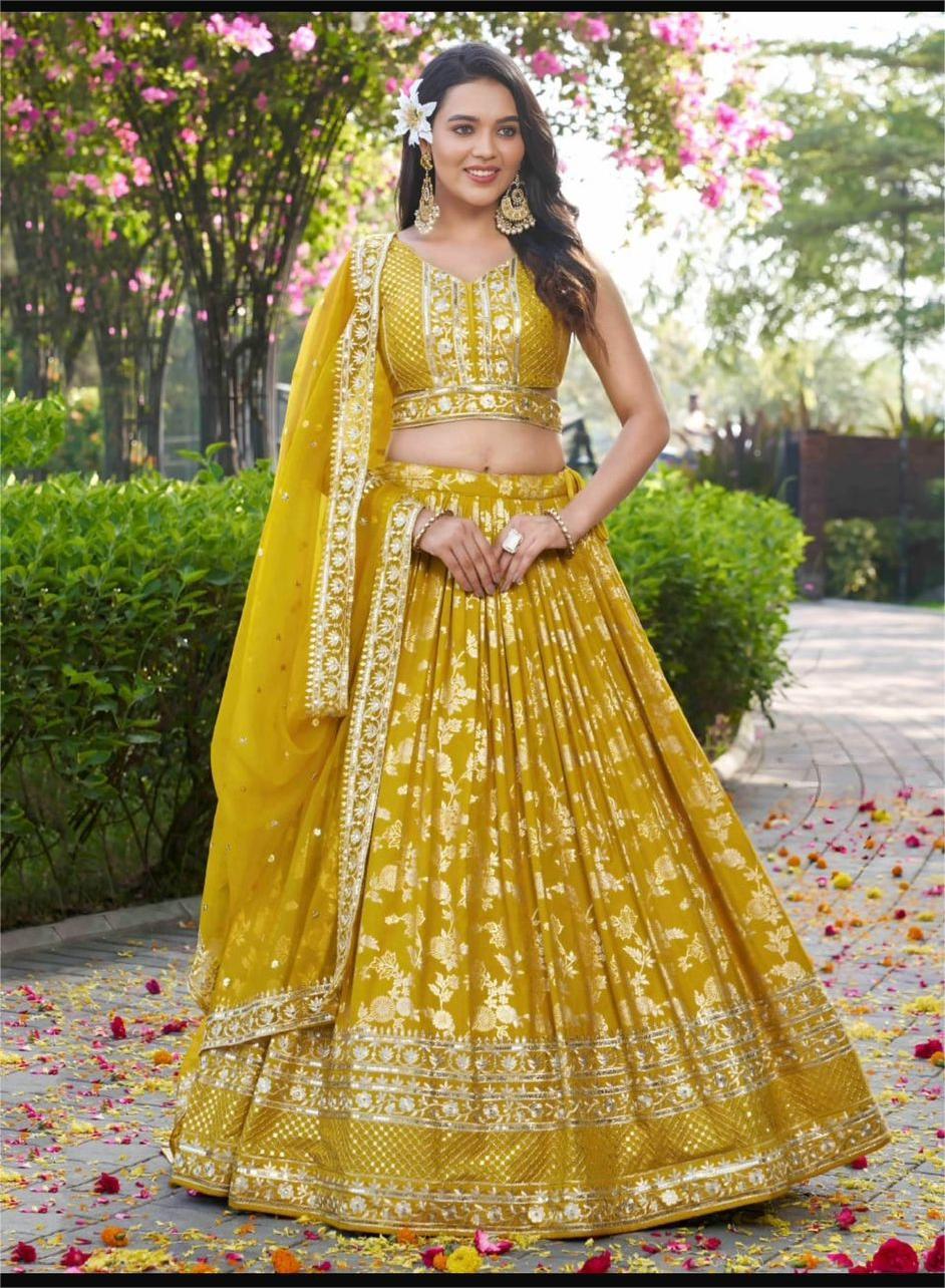 Elegant Golden Zari Lehenga set