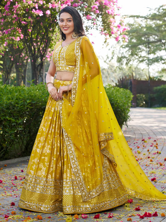 Elegant Golden Zari Lehenga set