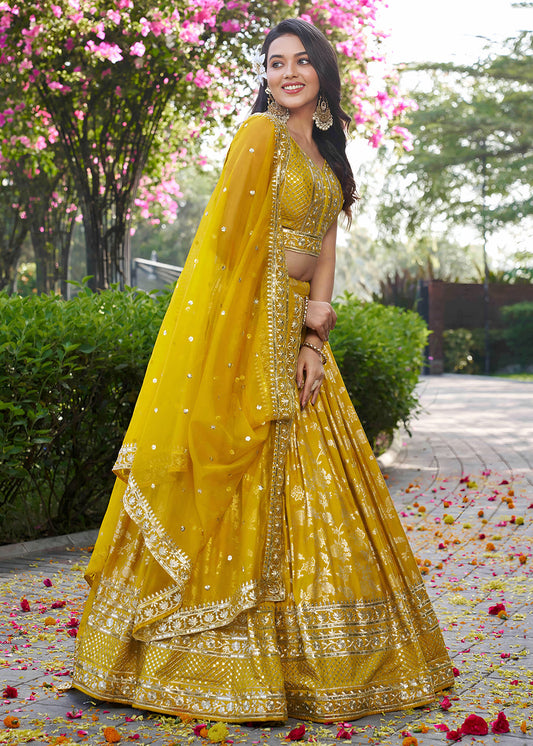 Elegant Golden Zari Lehenga set