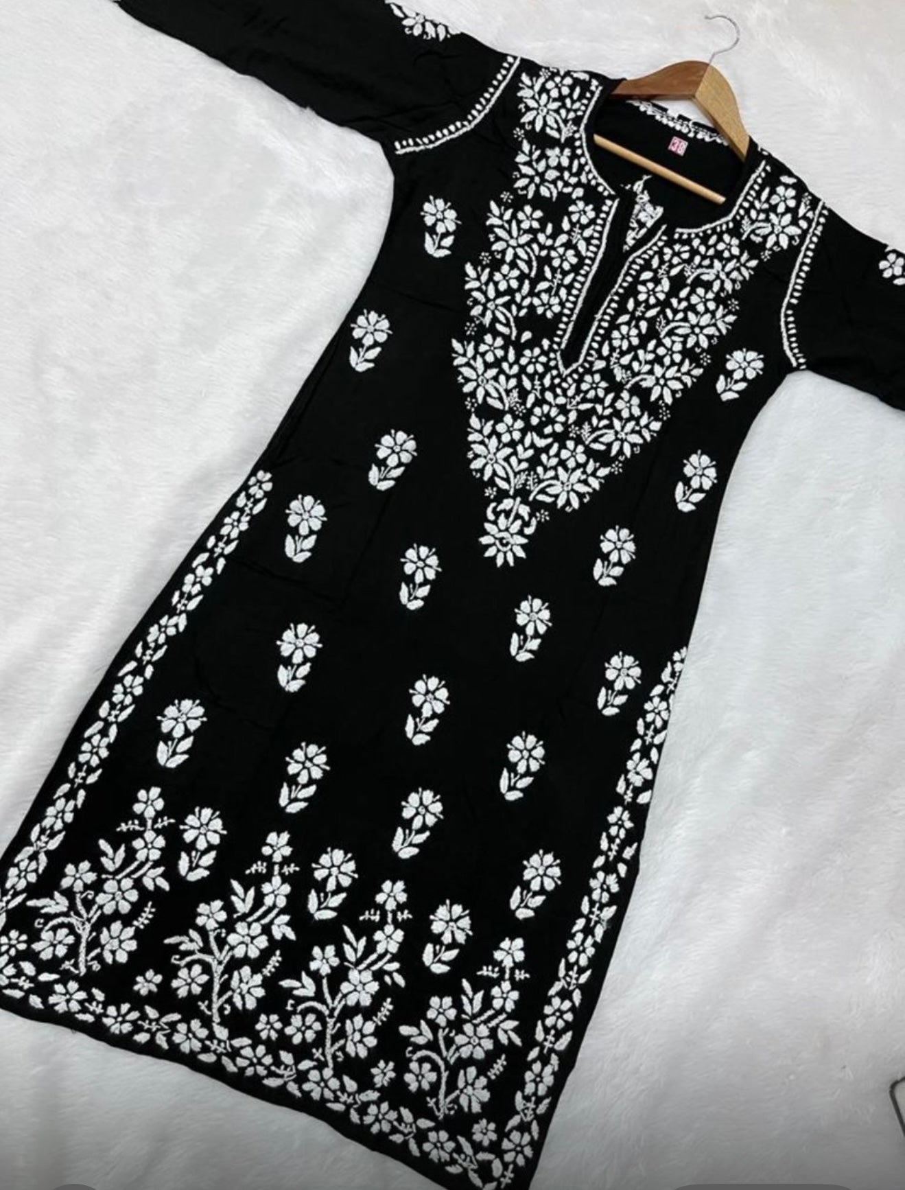 Lucknowi Chikankari Modal Kurti with White Rayon Palazzo