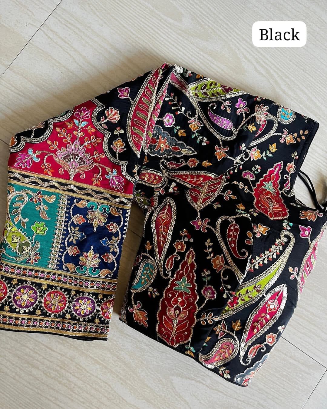 Black embroidered Georgette Blouse with sleeves