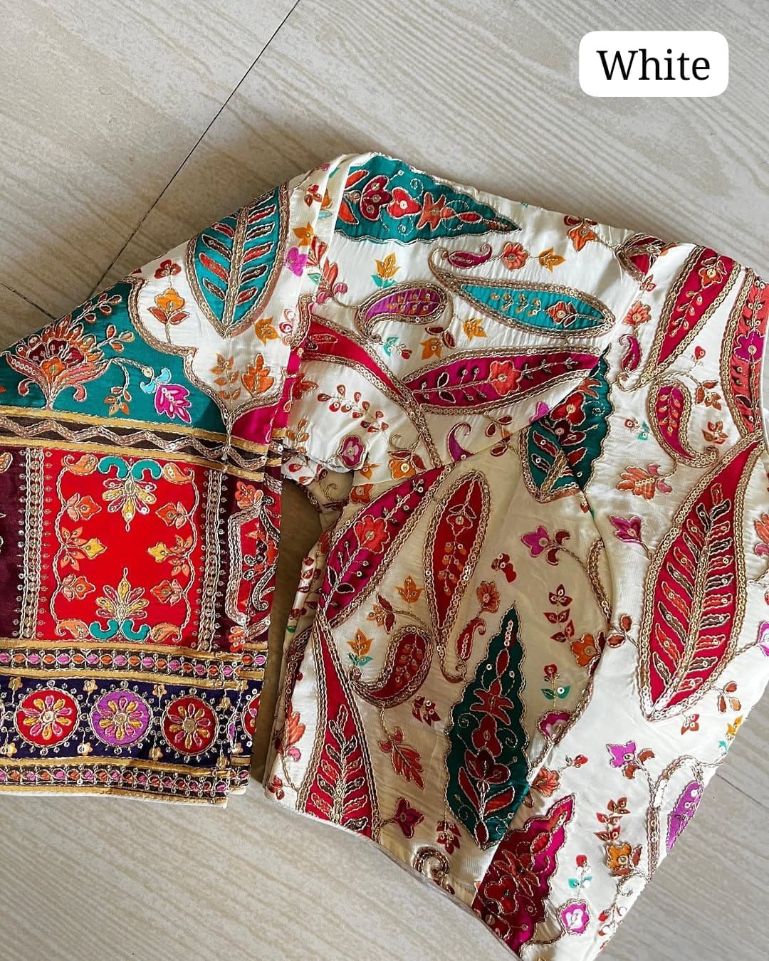 White embroidered Georgette Blouse with sleeves