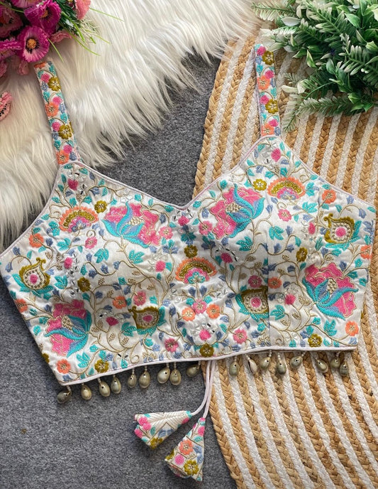 White embroidered Spaghetti Strap Blouse