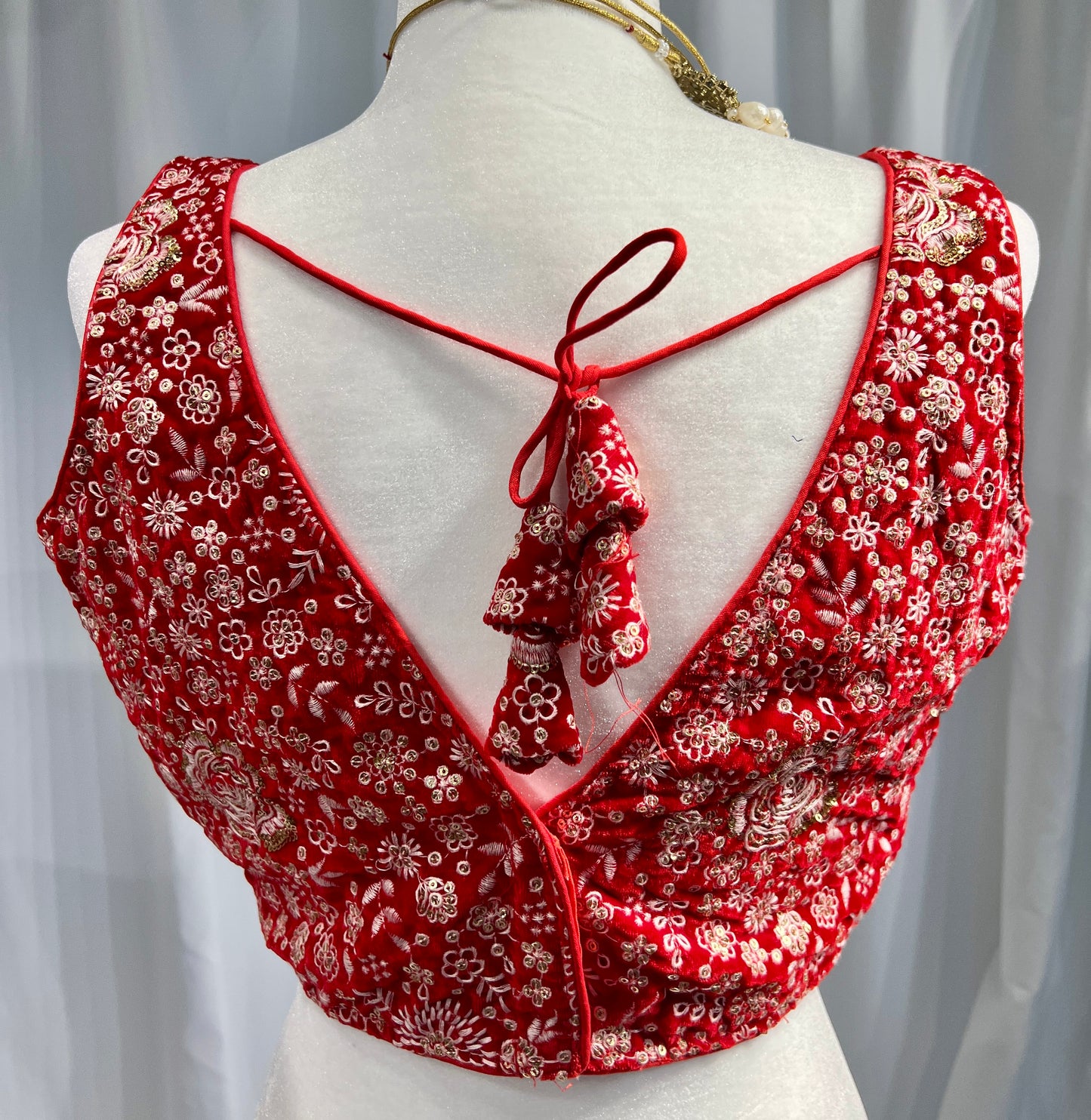 Scarlet red sweet heart embroidered Blouse