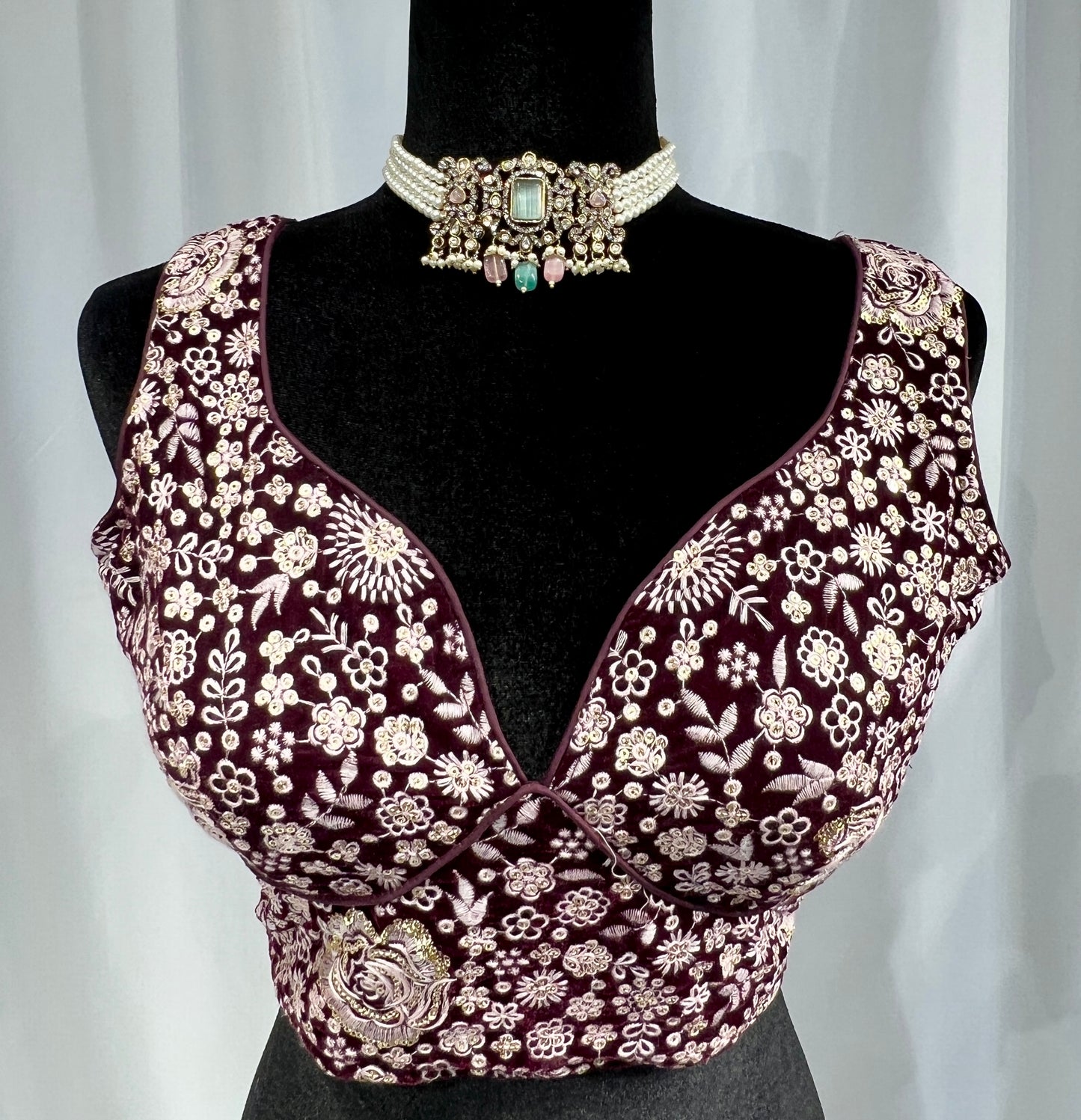Magenta sweet heart embroidered Blouse