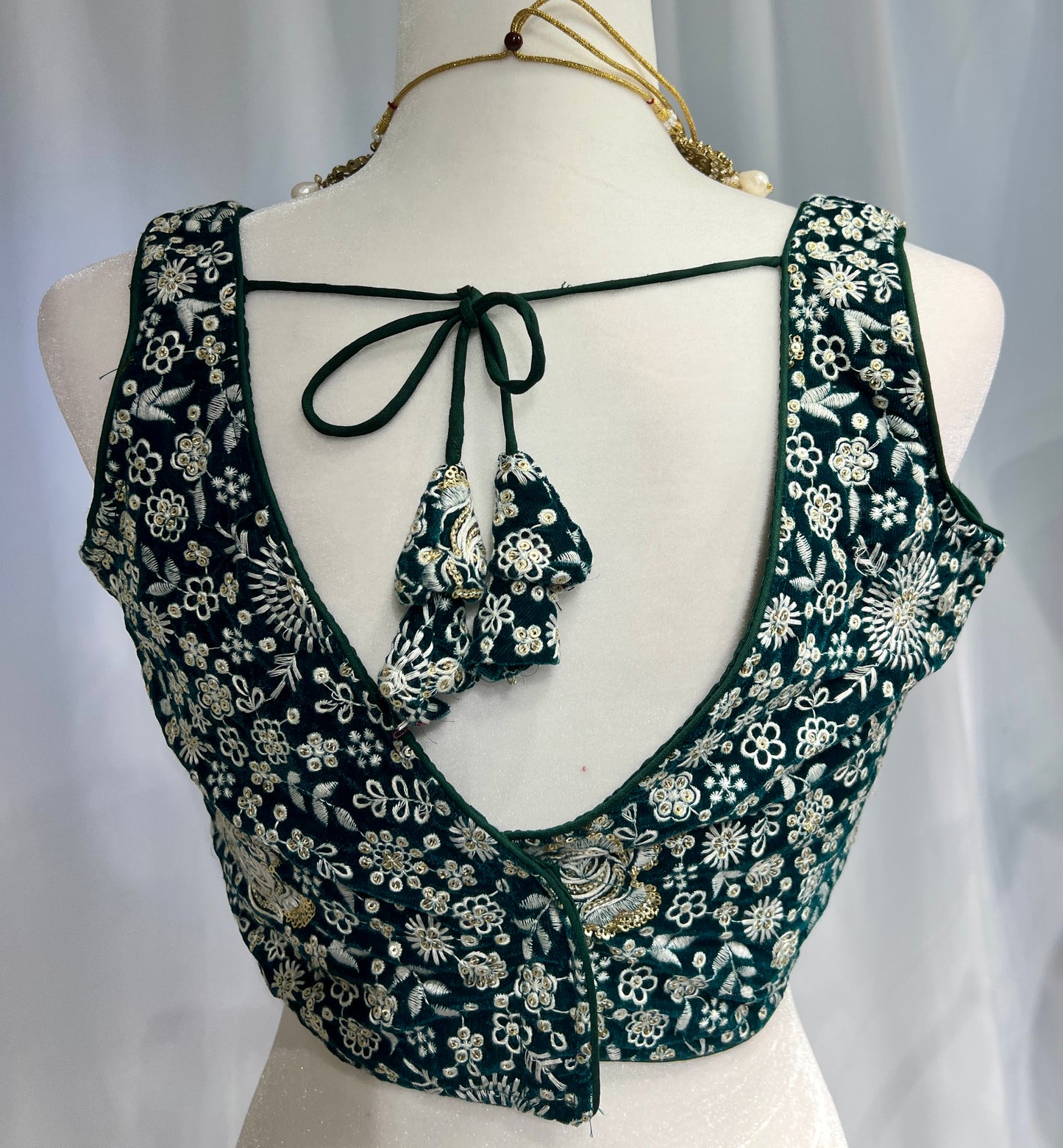 Bottle Green sweet heart embroidered Blouse