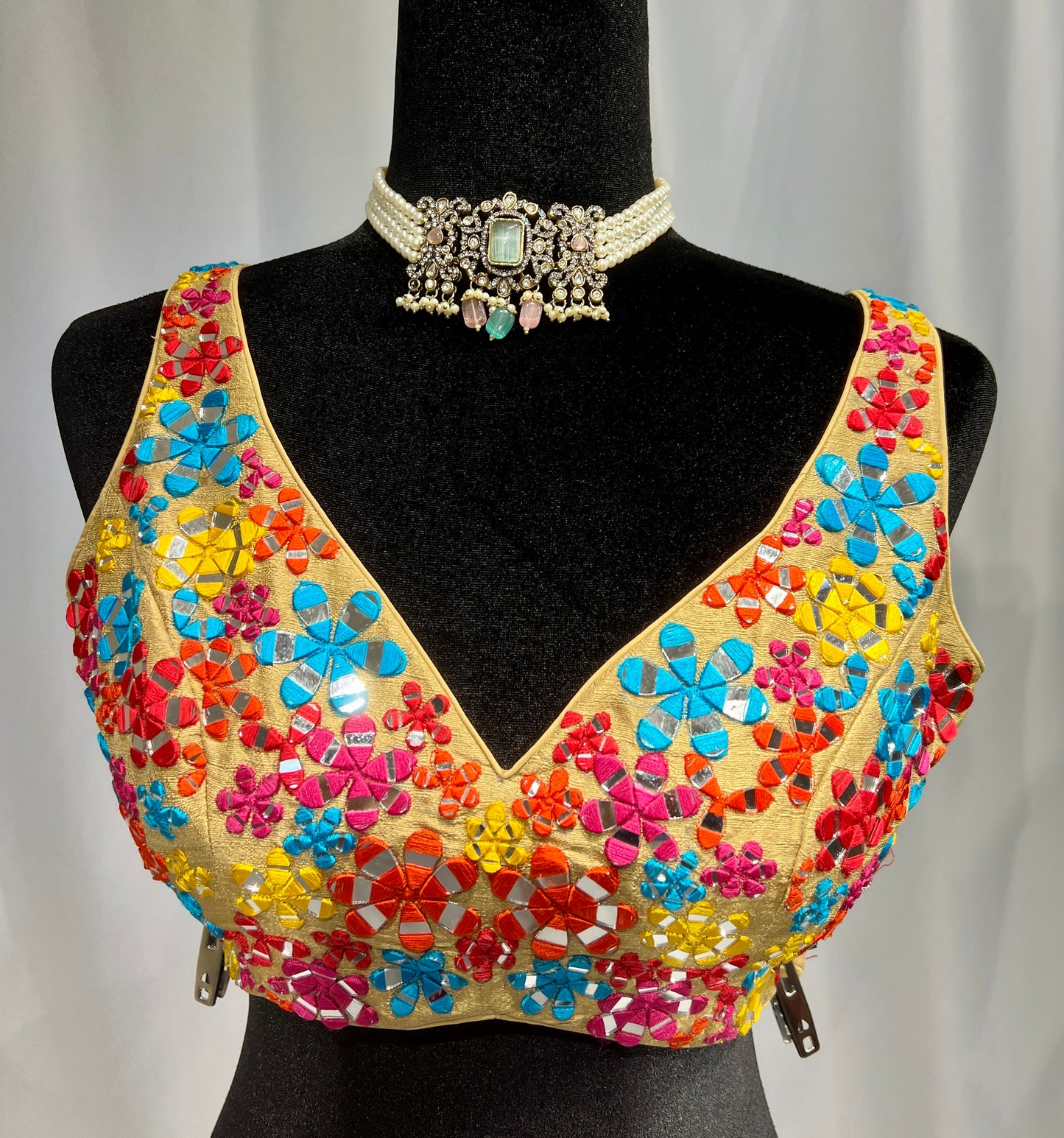Colorful yellow embroidered Blouse