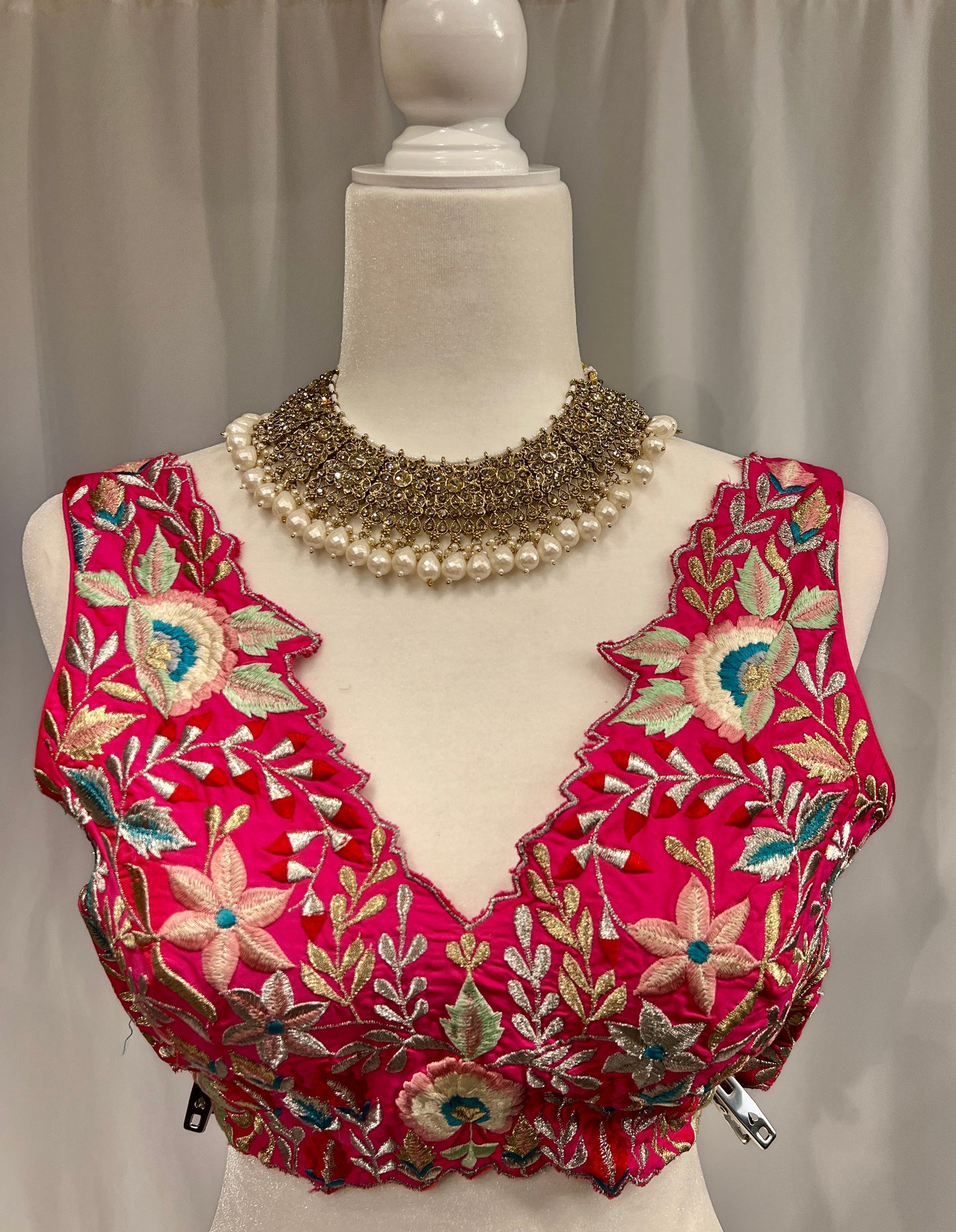 Hot pink intricately embroidered Blouse
