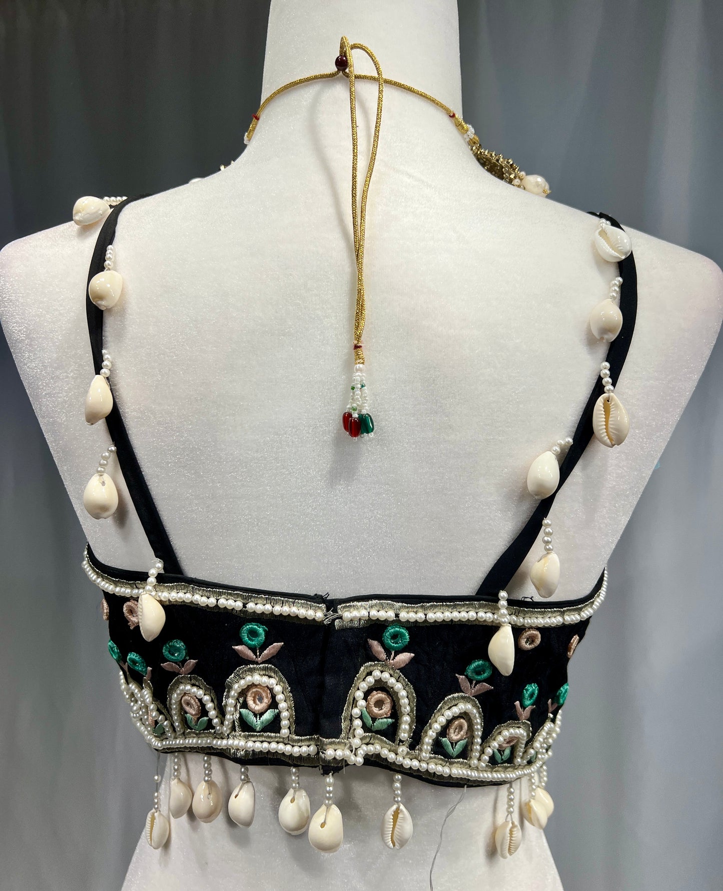 Black embroidered shell work Blouse