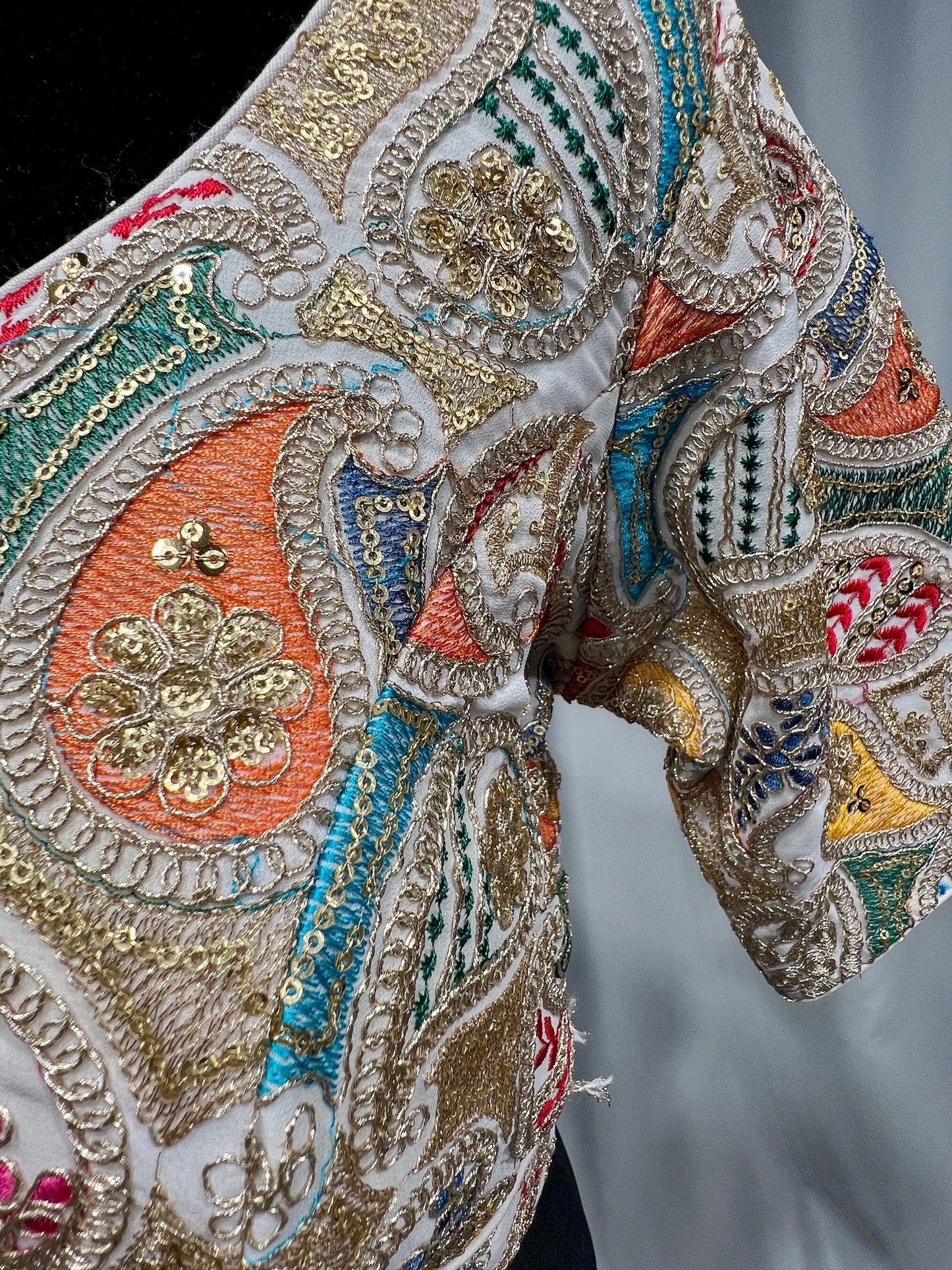 White paisley colorful embroidered Blouse