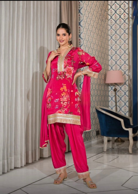Floral Pink Farshi Salwar Kameez