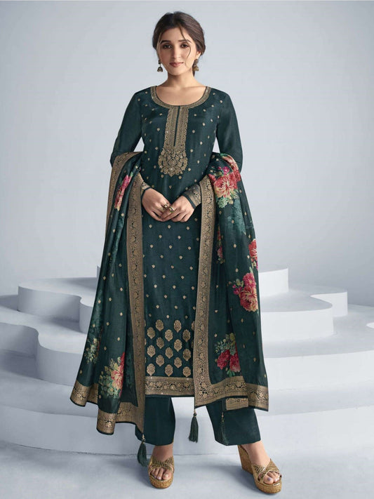 Embroidered Jacquard salwar Kameez set